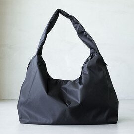 CLEDRAN|CLEDRAN |FORI SIDE ZIP POCKET SHOULDER リサイクルナイロン 大容量ショルダーバッグ 大きめ 通勤 通学 旅行 ブラック 黒 cl4029