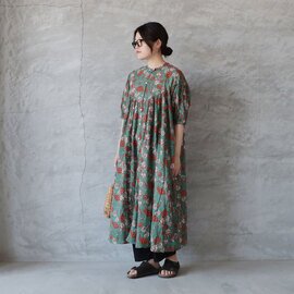 LILOU+LILY|80s VOILE HAND PRINT GATHER OP ハンドフラワープリントギャザーワンピース