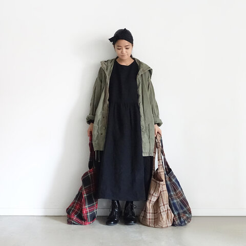 ichi Antiquités|Linen Tartan Bag
