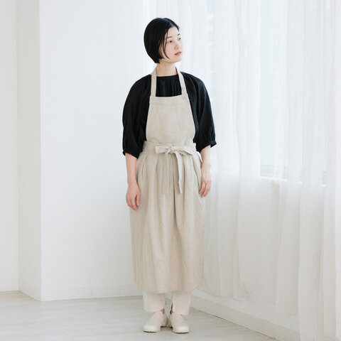 TUTIE.|コットンリネン太番手ムジ2WAYエプロンラップスカート