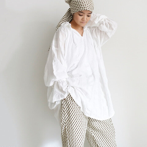 ichi｜Organic Cotton Ripple Stripes Over Blouse