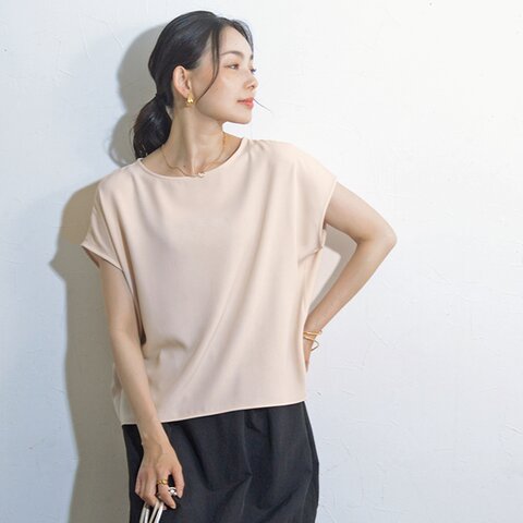 kauliina|洗えてシワになりにくい Tシャツブラウス 半袖シャツ 接触冷感 吸水速乾