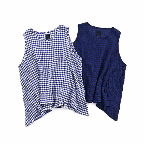 maillot|shirring check sleeveless Shirt(シャーリングチェックスリーブレスシャツ) MAS-26109