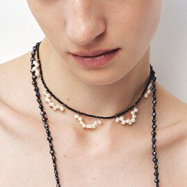 les bon bon|dentelle noir choker ネックレス 天然石 淡水パール