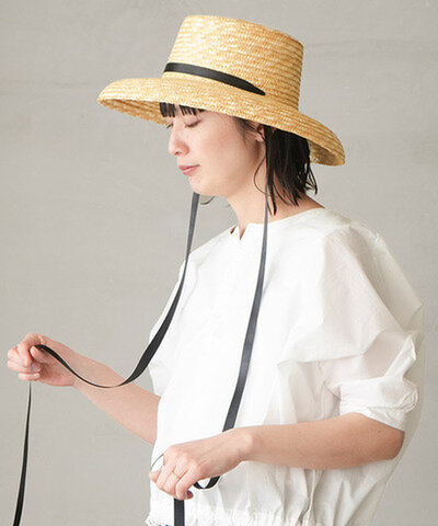 Benelli Montacone|【40%OFF】リボン付きストローハット ハット 帽子 be-c530-15