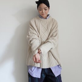 ichi｜Shetland wool Cable Wide Pullover