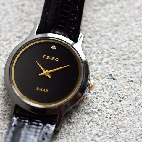 SEIKO｜リザード型押しベルト ダイヤドレスソーラー腕時計 sup315-rf