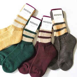 ROTOTO|COARSE RIBBED CREW SOCKS ”COLLEGE COLORS” コースリブクルーソックス カレッジカラー 靴下 ソックス r1255-cc