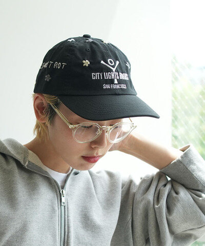 City Lights Book Store | CLBS × Lucy OAXACA Big Logo HOWL LOGO ロゴ 刺繍 キャップ カーキ ブラック lucy-cap03