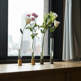 PICUS/HERBARIUM BRASS GLASS DOME & FLOWER VASE SOLID