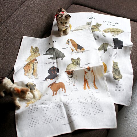 fog linen work｜2024 リネン カレンダー クロス/犬・猫