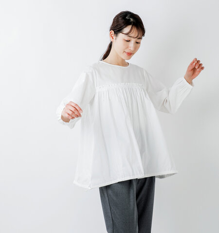 utilite|コットンツイル 切替 ギャザー プルオーバー ブラウス ut207ss13-fn