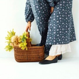 ichi Antiquités｜Linen Floral Pattern dress／チャコール