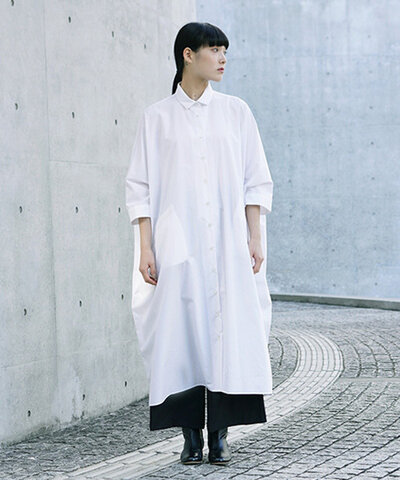 Mochi｜supima cotton long shirt dress(white)