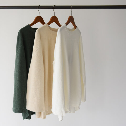 unfil|ヴィンテージ コットン パイル ロングスリーブ Tシャツ ワイドシルエット クルーネック プルオーバー カットソー WZFL-UW107 アンフィル