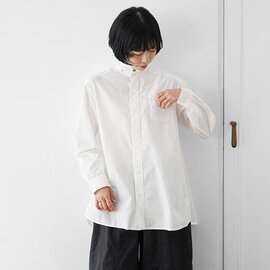 haddow|ブラッド・WHT 綿ブロードの襟ベルト付きブラウス 綿 長袖シャツ 白シャツ