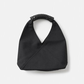 KAMARO’AN｜レザーハンドル トライアングル キャンバス ハンド バッグ “Woven Triangle Bag 36” woventrianglebag36-ms