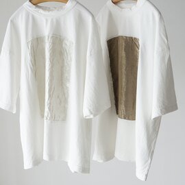 prit|フレーム Tシャツ 17/1空紡天竺 40/1リネン 箔プリント 5分袖 半袖 P91605 プリット