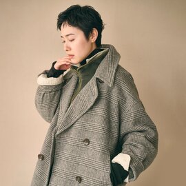 kha:ki|尾州リサイクルウール 起毛 コクーンピーコート RE-WOOL PEA COAT mil26fjk3254【2026aw先行受注会】