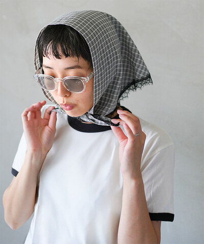 Shinzone|DOBBY CHECKED BANDANA ドビーチェックバンダナ ハンカチ 26mmsit03