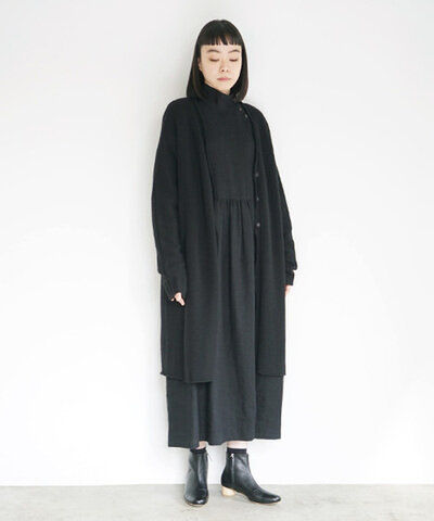 Mochi｜long-knit cardigan [black]