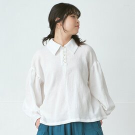 D*g*y|ビッグカラー多ボタンブラウス 綿ガーゼワッシャー D9758