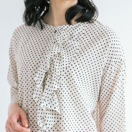 PONT DE CHALONS|【コーディネート特別価格】ドットプリントアシメフリル  シャツ / ブラウス