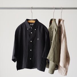 Gymphlex|半袖シャツ ボタンダウン ボタンシャツ リネン ブラウス GY-B0367 SKC ジムフレックス