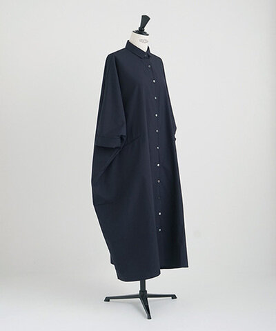 Mochi｜supima cotton long shirt dress(navy)