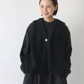 UNIVERSAL TISSU|シャツやニットなどと重ねてコーディネートのアクセントに ボア Vネックベスト クロ kurashisha