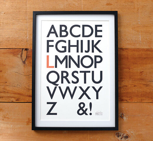 富ヶ谷レタープレス / TOMIGAYA Letterpress ABCポスター Lサイズ フレーム付き