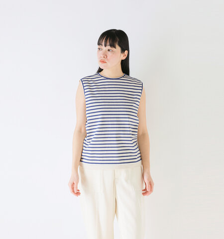 SCYE BASICS|コットン ボーダー スリーブレス プルオーバー “Cotton Striped Sleeveless Top” 5225-21708-yo