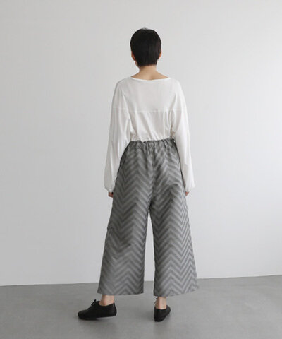 Mochi｜Jacquard wide pants [mo-pt-03/green grey]