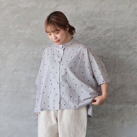 nachukara|コットンドット刺繍前後差シャツ