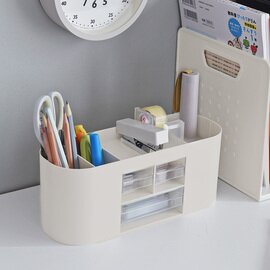 散らかる文具をひとまとめに ペンスタンド 引き出し付 卓上 デスク収納