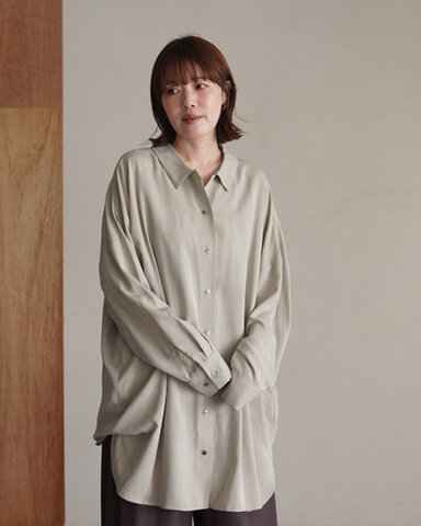 mizuiro ind|T/R ワイドチュニックシャツ 長袖 T/R wide tunic shirt 3-230140 ミズイロインド