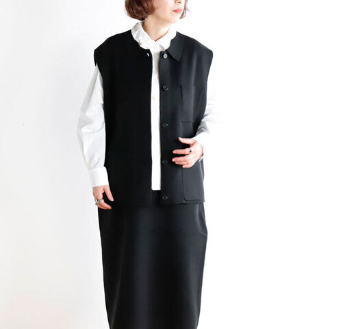 mizuiro ind|mizuiro ind ミズイロインド 4-220089 襟付きワイドベスト