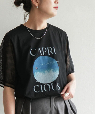 ANTGAUGE|【40%OFF】シアースリーブTシャツ レディース 半袖 トップス カットソー プリントTシャツ d1207