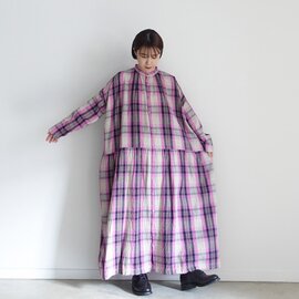 ichi Antiquités| Linen Cotton Check Shirt Dress