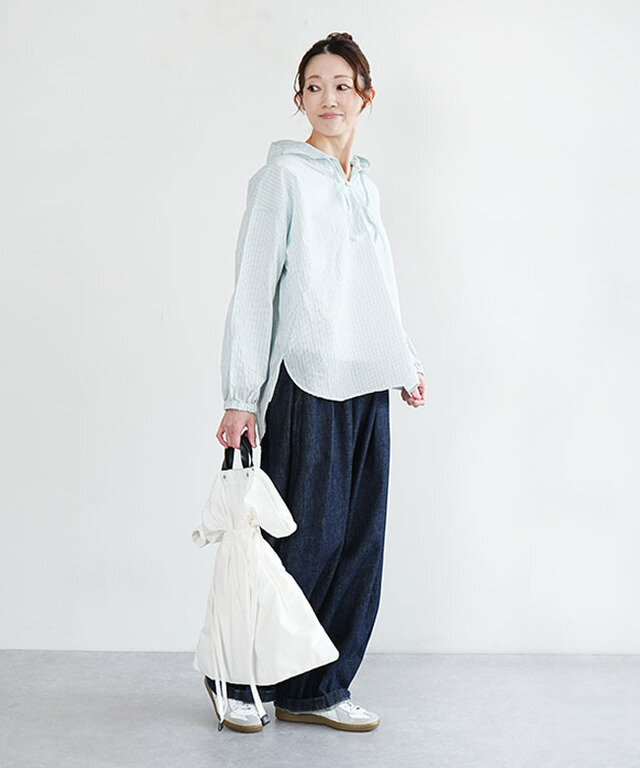 身長:164cm/着用カラー:25.サックスストライプ/着用サイズ:onesize