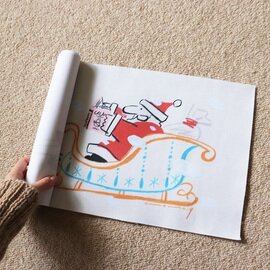 nunocoto｜ファブリックポスター：サンタクロースはソリの上で本を読む（大桃洋祐）