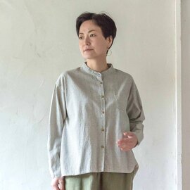 sisam|ロングセラーのスタンドカラーシャツ【チェック柄】【きれいめ】【長袖シャツ】/スソマルシャツ