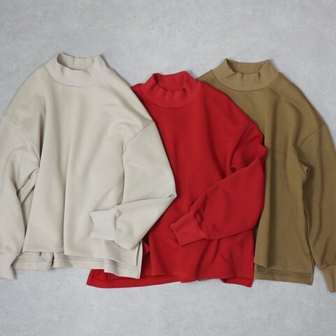 モックネック裏毛プルオーバー