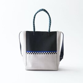 TRICOTÉ|【軽くて丈夫・A4サイズ対応】チェッカーライン2WAYトート