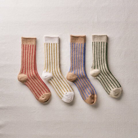 yahae|Organic Cotton Mohair Stripes Socks【靴下 ソックス】