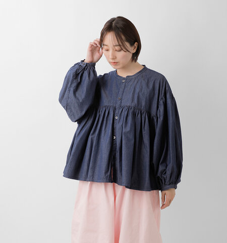 HARVESTY|デニム ボヘミアン ブラウス a42601