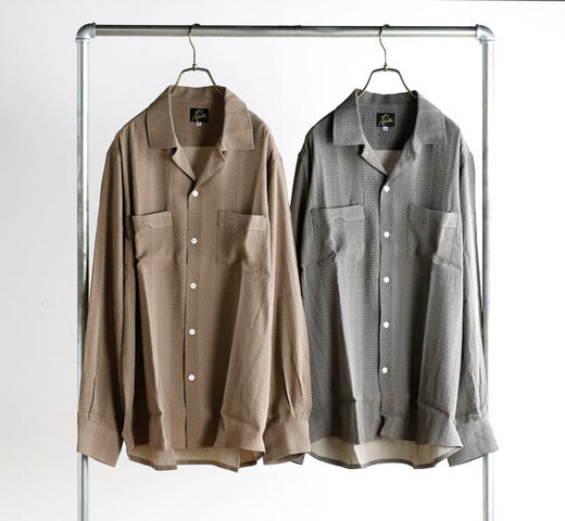 Needles|NEEDLES ニードルズ Open Collar Shirt - Faulourd Stripe Jacquard オープンカラーシャツ RW296