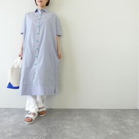 mao made|ストライプ×配色ニットボタンレギュラーカラーワンピース(621305)マオメイド