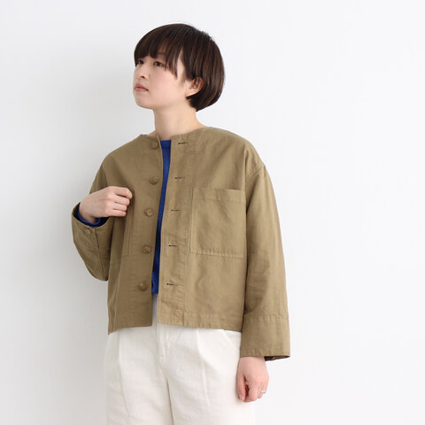 yuni|コットン/リネン 高密度ノーカラーブルゾン 1701BZ002191