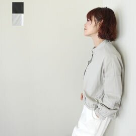SOUFFLE ナチュラルワッシャーブロード裾ギャザーワイドシャツ(26W-S012)